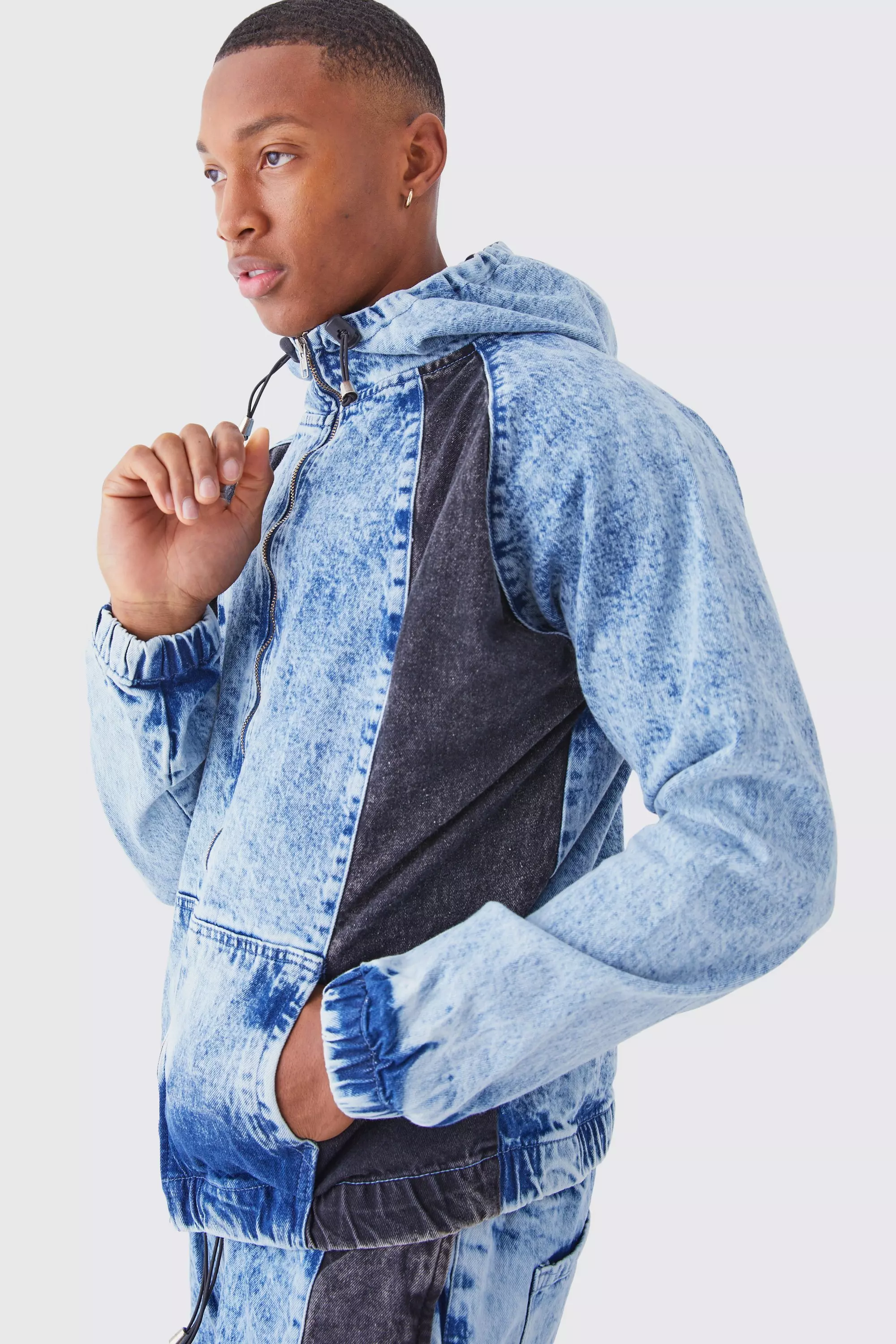 Mens acid wash outlet denim jacket